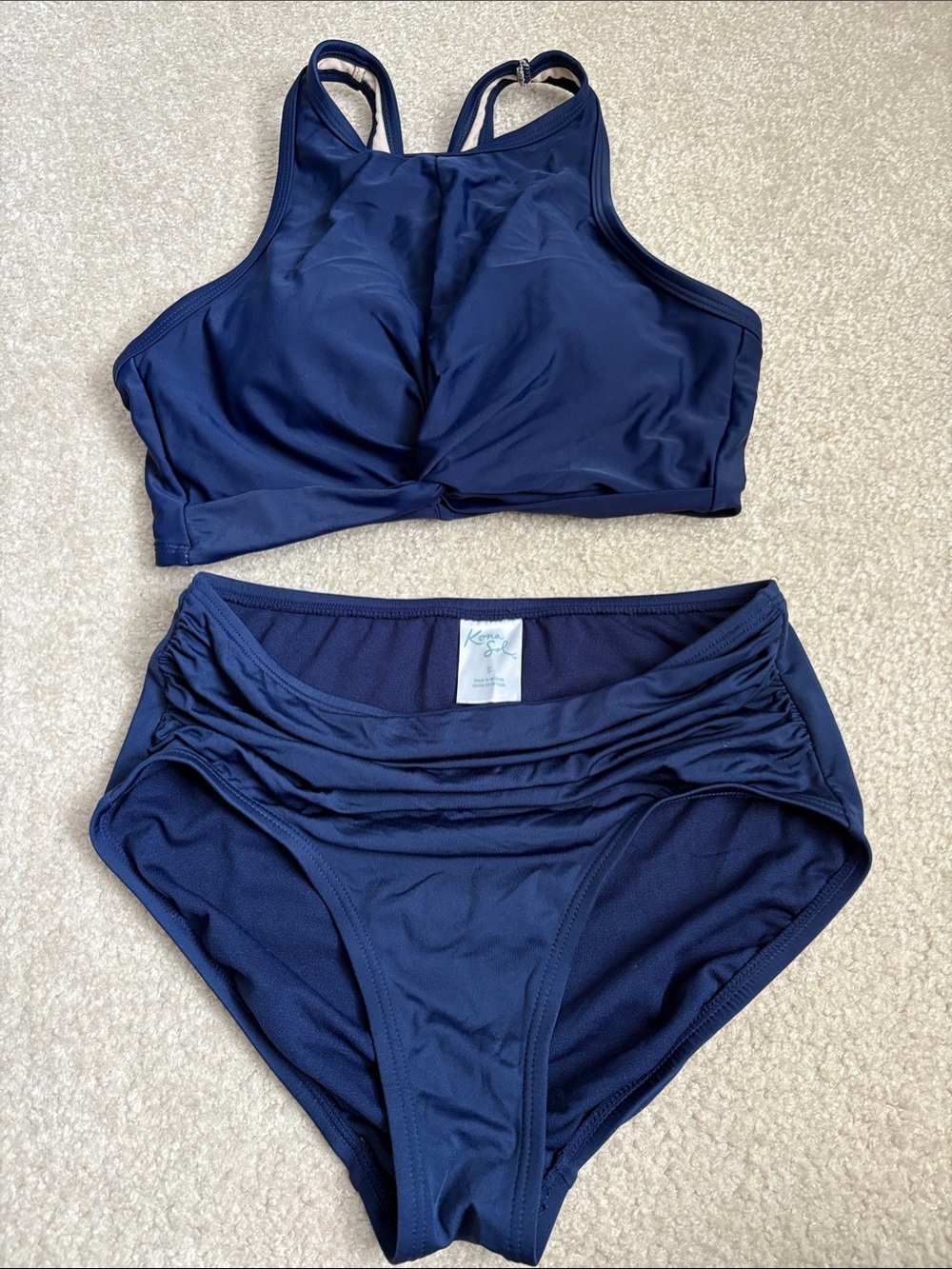 Kona Sol Navy High-Waist Tank Bikini Set